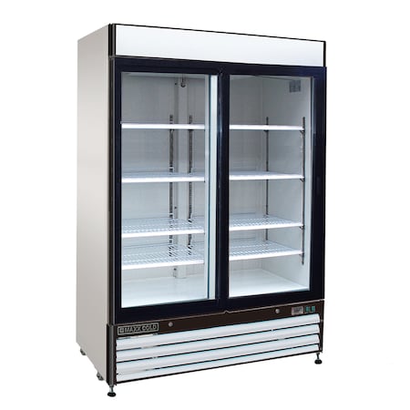 Maxx Cold Refrigerator 48 cu.ft., DBL Slide Dr, Comm. Merchandiser, White/Glass MXM2-48RS